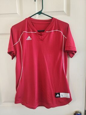 Adidas Red Short-Sleeve Sports Jersey  Size L